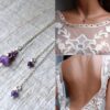 N6518c collier de dos mariage argent et pierres violettes en améthyste naturelle - Bijoux Colliers en ligne Ninanina