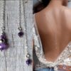 N6518f collier de dos mariage argent et pierres violettes en améthyste naturelle - Bijoux Colliers en ligne Ninanina