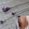 N6518r collier de dos mariage argent et pierres violettes en améthyste naturelle - Bijoux Colliers en ligne Ninanina