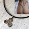 N6519c Collier triskel homme cuir et acier argenté - Bijoux Collliers en ligne Ninanina