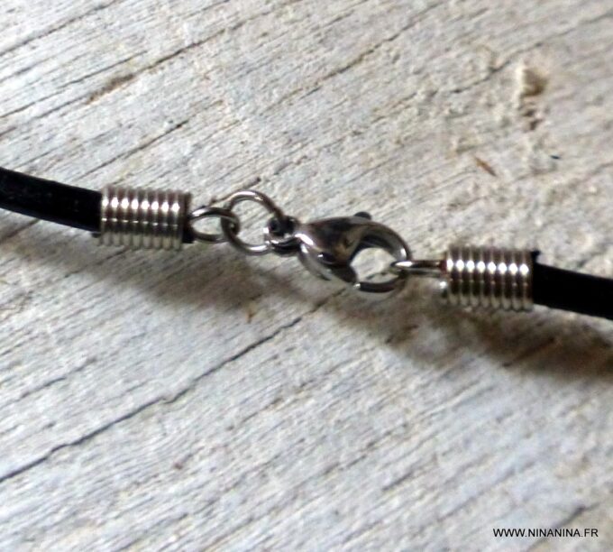 N6519e Collier triskel homme cuir et acier argenté - Bijoux Collliers en ligne Ninanina