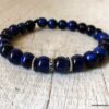 N6522 Bracelet oeil de tigre bleu et argent 925 - Bijoux Bracelets en ligne Ninanina