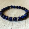 N6522f Bracelet oeil de tigre bleu et argent 925 - Bijoux Bracelets en ligne Ninanina