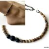 N6408j Bracelet de cheville homme ethnique pierre naturelle et pierre de lave - Bijoux Bracelets en ligne Ninanina