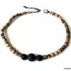N6408l Bracelet de cheville homme ethnique pierre naturelle et pierre de lave - Bijoux Bracelets en ligne Ninanina