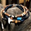 N6408U Bracelet de cheville homme ethnique pierre naturelle et pierre de lave - Bijoux Bracelets en ligne Ninanina