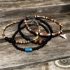 N6408W Bracelet de cheville homme ethnique pierre naturelle et pierre de lave - Bijoux Bracelets en ligne Ninanina