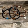 N6440L Bracelet cheville perles bois et oeil de tigre homme - Bijoux de pied en ligne Ninanina