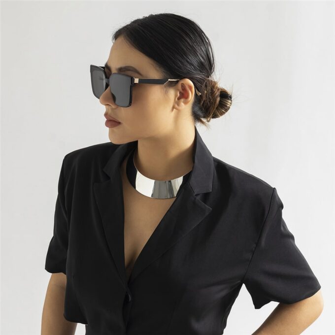 N6450a Collier ras de cou argenté et large pour femme - Bijoux Colliers en ligne Ninanina