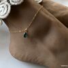 N6468 Chaine cheville plaqué or pendentif topaze bleue femme - Bijoux de pieds en ligne Ninanina