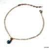 N6468c Chaine cheville plaqué or pendentif topaze bleue femme - Bijoux de pieds en ligne Ninanina