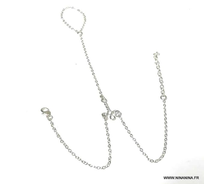 N6473a Bracelet bague argent symbole croix – chaine de main - Bijoux Bracelets en ligne Ninanina