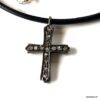 N6508a Ras de cou diamant pendentif croix diamants argent noir - Bijoux Colliers en ligne Ninanina