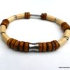 N6531 Bracelet homme ethnique perles bois et Acier inoxydable - Bijoux Bracelets en ligne Ninanina