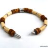 N6531d Bracelet homme ethnique perles bois et Acier inoxydable - Bijoux Bracelets en ligne Ninanina