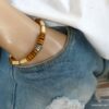 N6531f Bracelet homme ethnique perles bois et Acier inoxydable - Bijoux Bracelets en ligne Ninanina