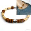 N6531g Bracelet homme ethnique perles bois et Acier inoxydable - Bijoux Bracelets en ligne Ninanina