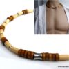 N6532 Collier homme bois perles Acier inoxydable - Bijoux Colliers en ligne Ninanina