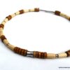N6532d Collier homme bois perles Acier inoxydable - Bijoux Colliers en ligne Ninanina