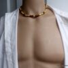 N6532g Collier homme bois perles Acier inoxydable - Bijoux Colliers en ligne Ninanina