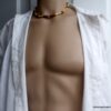 N6532i Collier homme bois perles Acier inoxydable - Bijoux Colliers en ligne Ninanina