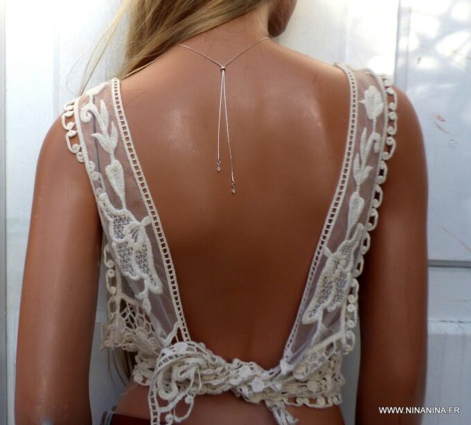 N6534f Collier croix femme argent coulissant maille serpentine - Bijoux Colliers en ligne NInanina