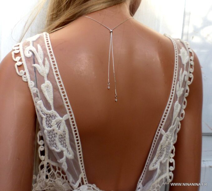 N6534n Collier croix femme argent coulissant maille serpentine - Bijoux Colliers en ligne NInanina