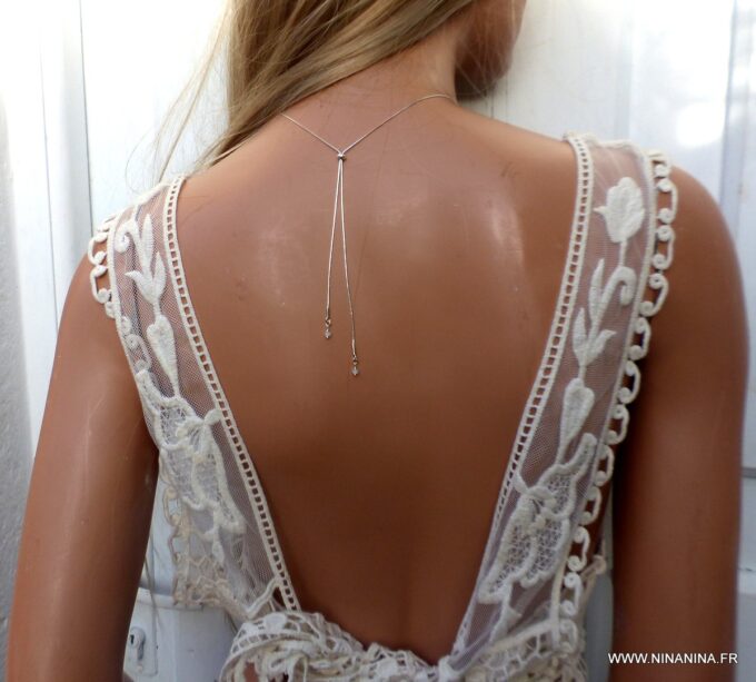 N6534p Collier croix femme argent coulissant maille serpentine - Bijoux Colliers en ligne NInanina