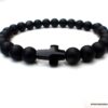 N6536 Bracelet croix Swarovski homme perles onyx noir - Bijoux Bracelets en ligne Ninanina