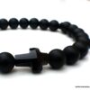 N6536e Bracelet croix Swarovski homme perles onyx noir - Bijoux Bracelets en ligne Ninanina