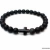 N6536i Bracelet croix Swarovski homme perles onyx noir - Bijoux Bracelets en ligne Ninanina