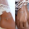 N6552d Bracelet de cheville swarovski symbole infinity argent 925 massif - Bijoux Bracelets en ligne Ninanina