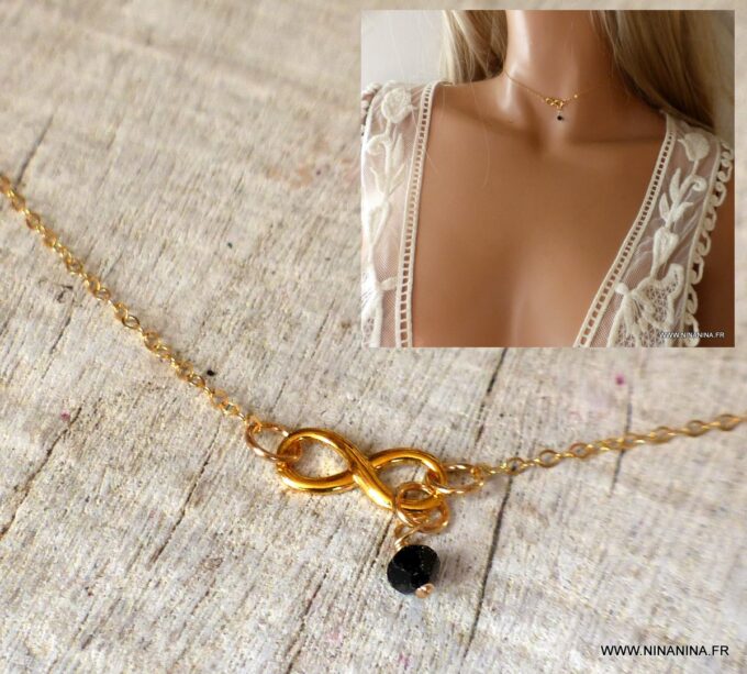 N6555 collier swarovski infini argent 925 plaqué or - Bijoux Colliers en ligne Ninanina
