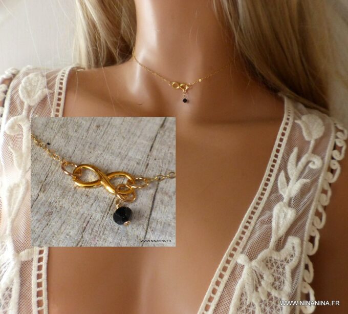 N6555b collier swarovski infini argent 925 plaqué or - Bijoux Colliers en ligne Ninanina