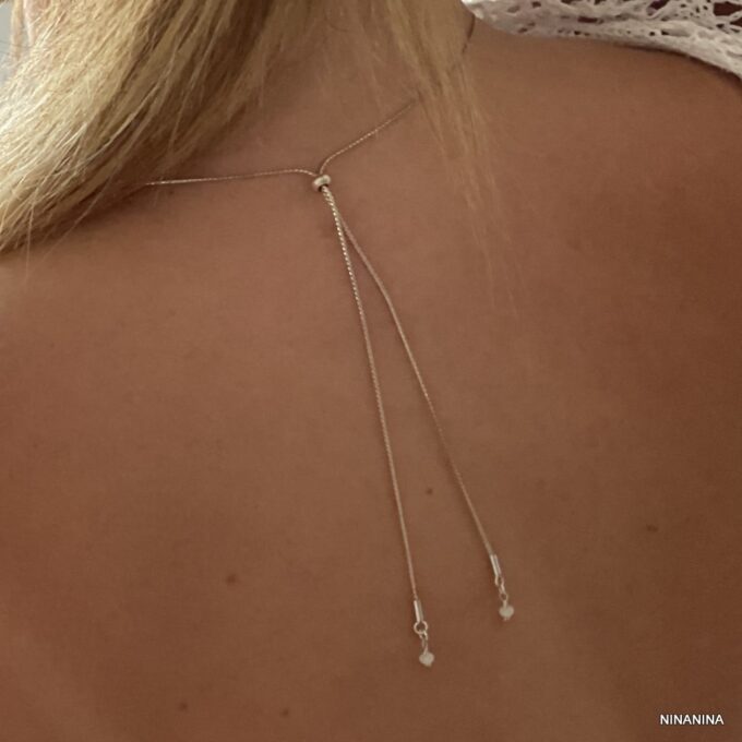 N6534d Collier croix femme argent 925 coulissant maille serpentine - Bijoux Colliers en ligne Ninanina