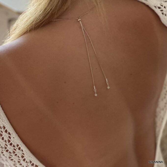 N6534f Collier croix femme argent 925 coulissant maille serpentine - Bijoux Colliers en ligne Ninanina