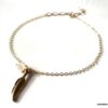 N6544a Chaine cheville plume plaqué or et perle pierre de lune femme - Bijoux de pied en ligne Ninanina