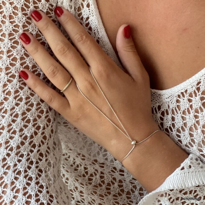 N6548 Bracelet de doigt argent 925 massif maille serpentine - Bijoux Bracelets Bagues en ligne Ninanina