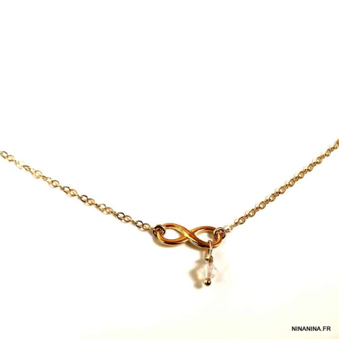 N6555g collier swarovski infini argent 925 plaqué or - Bijoux Colliers en ligne Ninanina