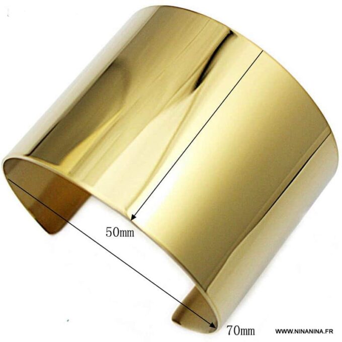 N6206a Bracelet acier doré femme manchette or - Bijoux Bracelets en ligne Ninanina