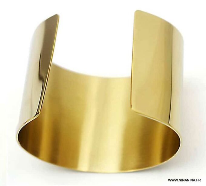 N6206b Bracelet acier doré femme manchette or - Bijoux Bracelets en ligne Ninanina