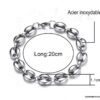 N6556a Bracelet graine de café homme acier inoxydable argenté - Bijoux Bracelets en ligne Ninanina