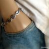 N6556b Bracelet graine de café homme acier inoxydable argenté - Bijoux Bracelets en ligne Ninanina