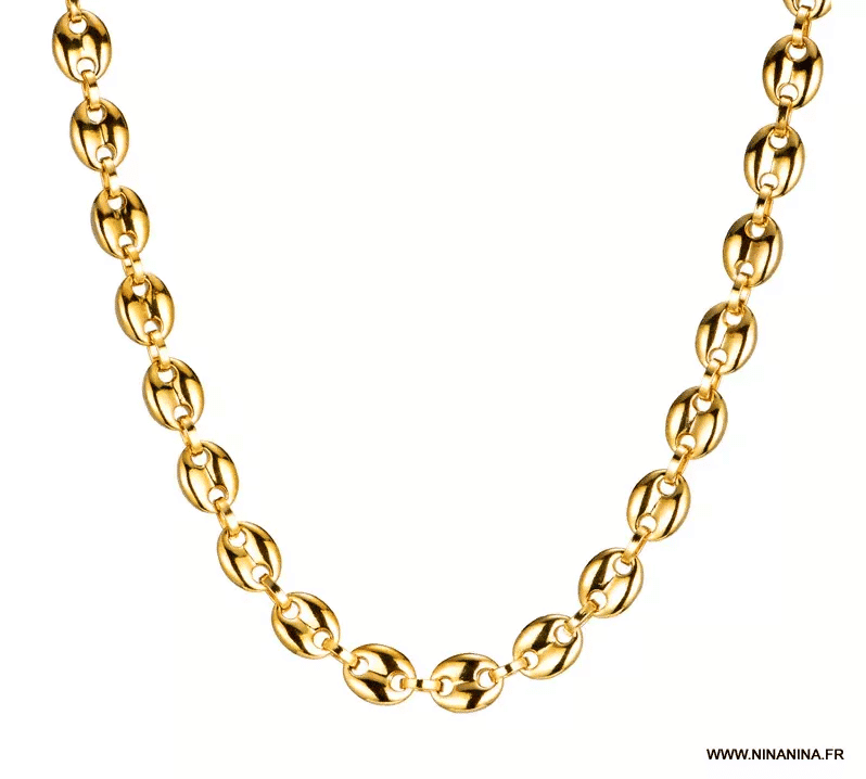 chaine grain de cafe pour homme acier inoxydable dore ninanina chaine grain de cafe pour homme acier inoxydable dore
