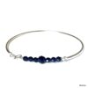 N6563c Bracelet jonc swarovski fin argent 925 et perles à facettes en cristal bleu nuit - Bijoux bracelets joncs en ligne Ninanina