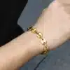 N6568 Bracelet maille grain de café homme acier inoxydable doré - Bijoux bracelets en ligne Ninanina