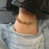N6568f Bracelet maille grain de café homme acier inoxydable doré - Bijoux bracelets en ligne Ninanina