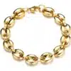 N6568h Bracelet maille grain de café homme acier inoxydable doré - Bijoux bracelets en ligne Ninanina