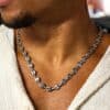 N6571a Chaine grain de café homme Acier chirurgical argenté maillons 8mm - Bijoux Colliers hommes en ligne Ninanina
