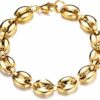 N6572b Bracelet grain de café gros maillon doré pour homme - Bijoux Bracelets hommes en ligne Ninanina